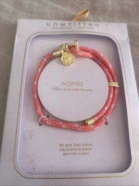 Unwritten Coral and Gold Adjustable Cord Bracelet